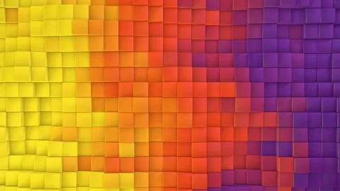 Yellow to purple Gradient evolving cubes wall loop Stock Footage 118585247