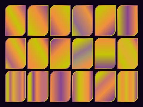 Yellow purple light green gradient set, purple yellow color set Stock Illustration