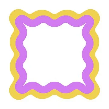 Yellow Purple Wavy Square Frame Vector Illustration Decorative Border Scall.. Stock Illustration