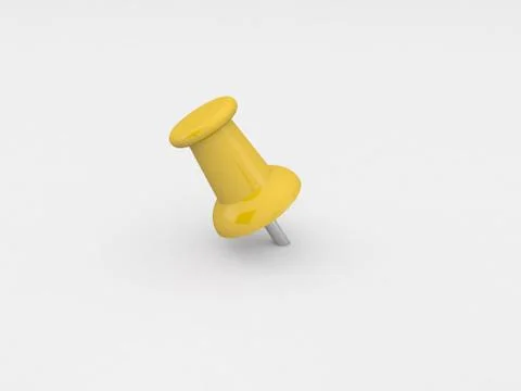 Yellow pushpin close up on a gray background. Stock Illustration