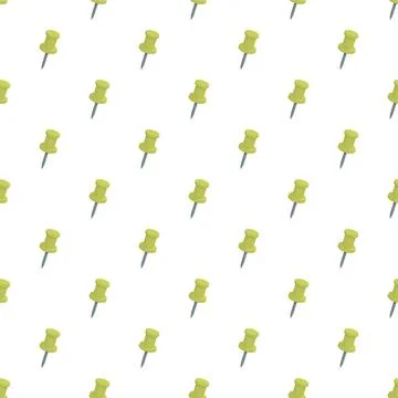 Yellow pushpins forming a seamless pattern on white background Stock Illustration