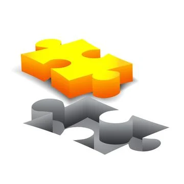Yellow Puzzle on white background Stock Illustration