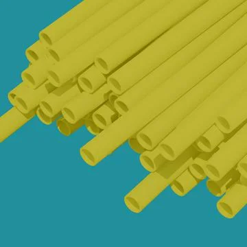 Yellow PVC plastic pipes texture background 3D image Stock Illustration