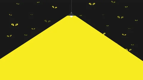 Yellow pyramid made of light in the night in 4k video. Stock Footage 155676668