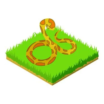 Yellow python icon, isometric style Stock Illustration