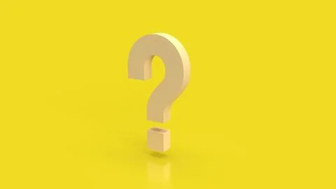 The yellow question mark for abstract background  3d rendering. Stock Illustration
