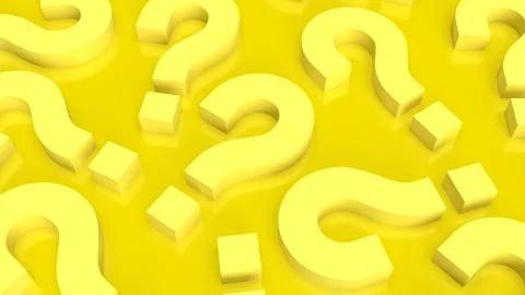 The yellow question mark for abstract background  3d rendering. Stock Illustration