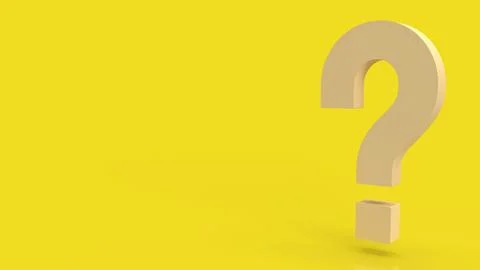 The yellow question mark for abstract background  3d rendering. Stock Illustration