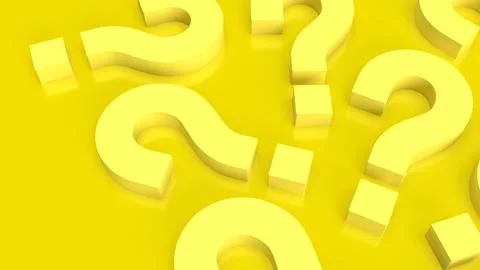 The yellow question mark for abstract background  3d rendering. Stock Illustration