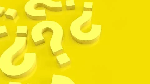 The yellow question mark for abstract background  3d rendering. Stock Illustration