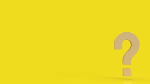 The yellow question mark for abstract background  3d rendering. Stock Illustration