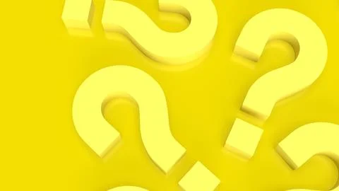 The yellow question mark for abstract background  3d rendering. Stock Illustration