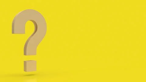 The yellow question mark for abstract background  3d rendering. Stock Illustration