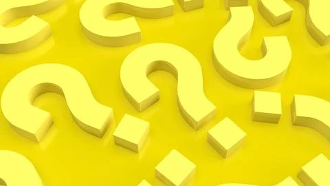 The yellow question mark for abstract background  3d rendering. Stock Illustration