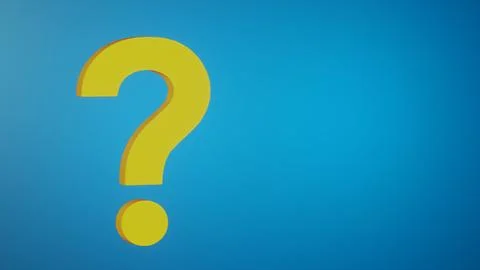 Yellow question mark on blue background in 3D space. Stock Illustration