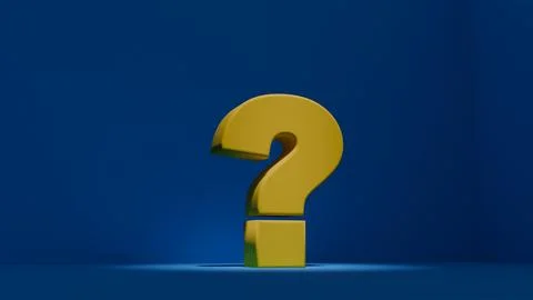 A yellow question mark on a blue background, a symbol of uncertainty and a .. Foto stock