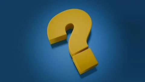 A yellow question mark on a blue background, a symbol of uncertainty and a re Stock Photos