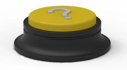 Yellow question mark button isolated 3d illustration render Stock Illustration