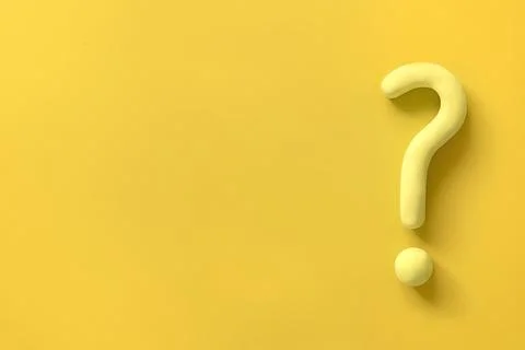 Yellow question mark on orange background. 3d model, mock-up of interrogation Stock Photos
