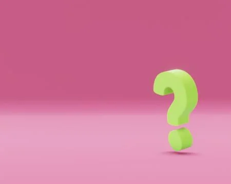 Yellow question mark on pink plain background. 3d render Stock Illustration