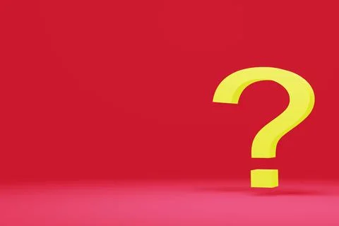 Yellow question mark on plain red background, 3d illustration Stock Illustration