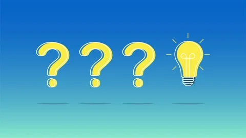 Yellow question marks float against blue gradient background Stock Footage 347961500
