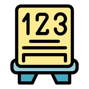 Yellow queue management system showing 123 number Illustrazione stock