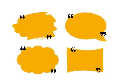 Yellow quote speech bubbles set. Vector illustration イラスト素材