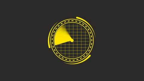 Yellow radar scanning interface with grid lines on dark background represen.. Stock Illustration