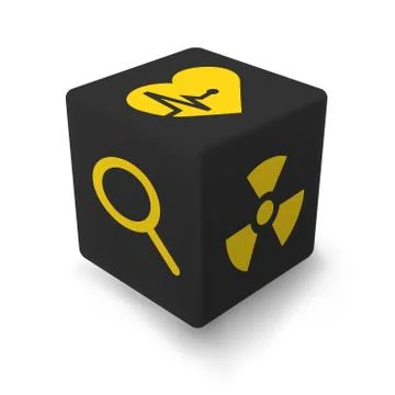 Yellow radioactive cube Stock Illustration