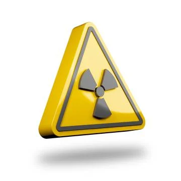 Yellow Radioactivity sign Triangular caution sign 3D Illustration. Illustrazione stock