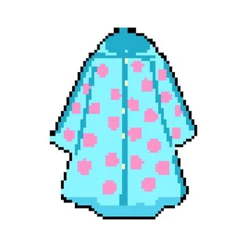 Yellow rain jacket pixel art vector illustration Stock Illustration