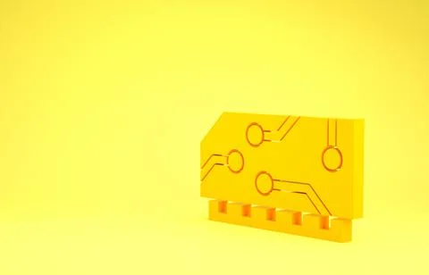 Yellow RAM, random access memory icon isolated on yellow background. Minimali Stock Illustration
