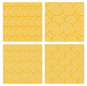 Yellow ramen pasta noodles, pattern background Stock Illustration