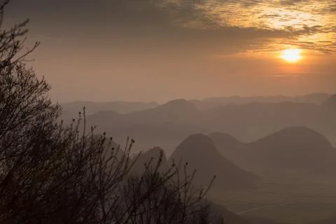 Yellow rapeseed flower field in Luoping, China Stock Photos