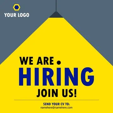 Yellow ray light concept, we are hiring post. Stock Illustration
