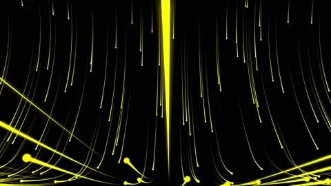 Yellow rays of light descend and fly towards the camera. Stock Footage 139403277