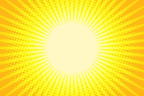 Yellow rays pop art background Stock Illustration