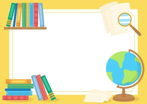 Yellow reading book globe frame 2 Stock Illustration