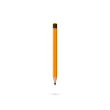 Yellow realistic pencil with shadow. Vector illustration isolated on white ba Stock Illustration