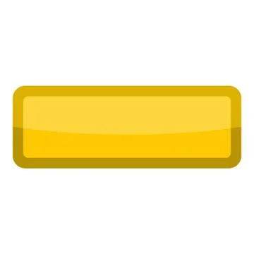 Yellow rectangle button icon, cartoon style イラスト素材