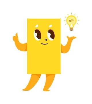 Yellow rectangle math shape cartoon cute character Stock Illustration