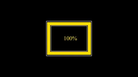 Yellow rectangular frame containing one hundred percent text on black backg.. Illustrazione stock