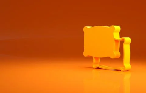 Yellow Rectangular pillow icon isolated on orange background. Cushion sign Illustrazione stock