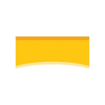Yellow rectangular shape with curved bottom edge and orange top border Stock Illustration