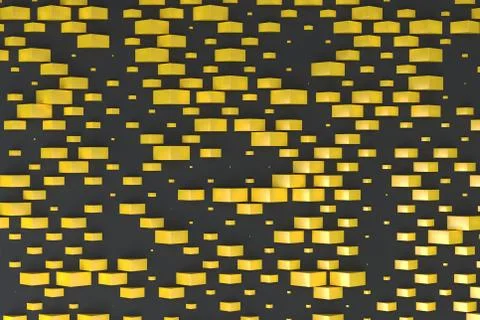 Yellow rectangular shapes of random size on black background Stock Illustration