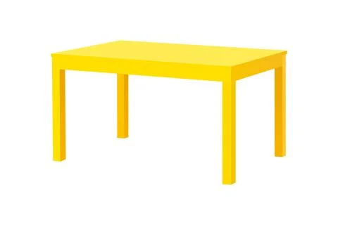 Yellow rectangular table isolated on white background Stock Illustration