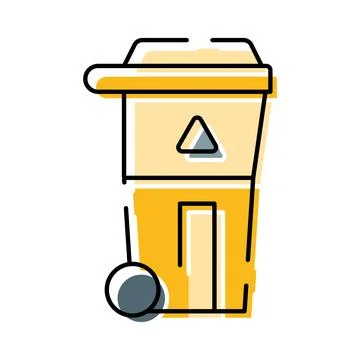 Yellow recycling bin with triangular symbol Stockillustratie