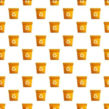 Yellow recycling bins pattern for waste management awareness Stock Illustration