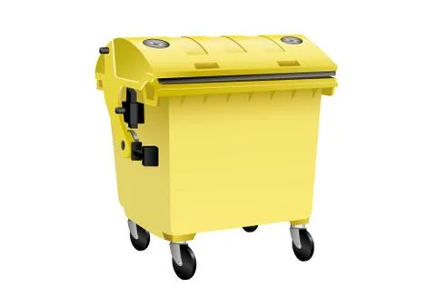 Yellow recycling container for plastic isolated Stock Illustration